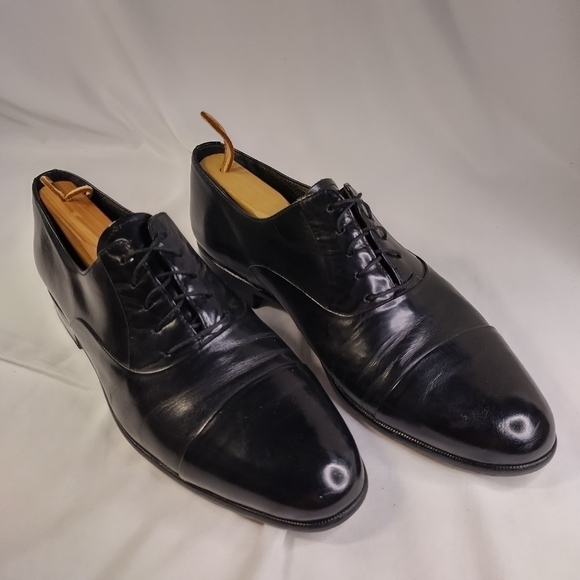 𝅺mario Bruni Black Lace Up Dress Shoes Men's Size 9 - Picture 3 of 9
